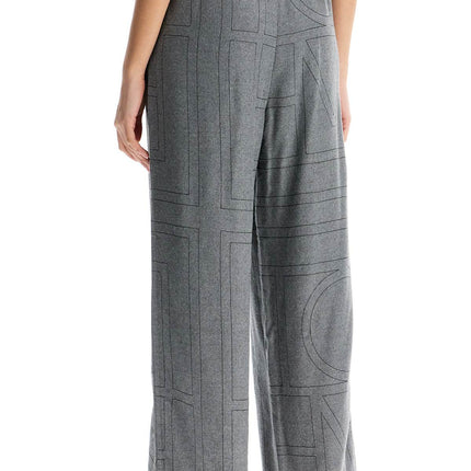 Toteme high-waisted modal flannel palazzo pants in gray pattern