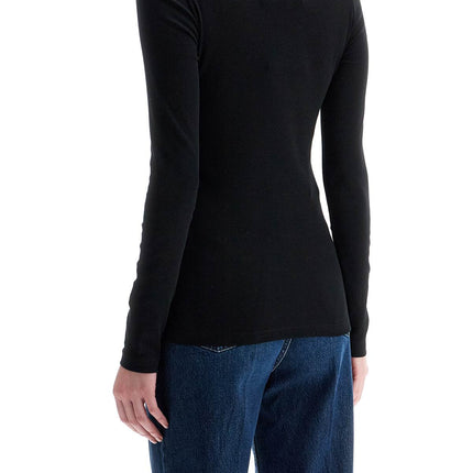 Toteme black organic cotton ribbed top with wide neckline