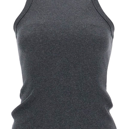 Toteme organic cotton ribbed tank top charcoal melange with wide straps