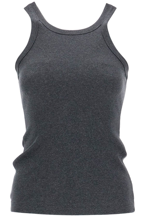 Toteme organic cotton ribbed tank top charcoal melange with wide straps