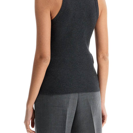 Toteme organic cotton ribbed tank top charcoal melange with wide straps