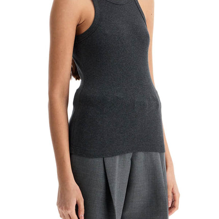 Toteme organic cotton ribbed tank top charcoal melange with wide straps