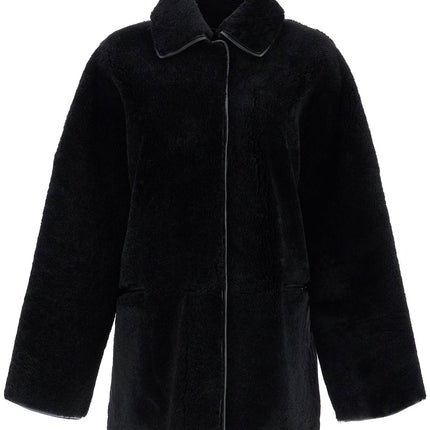 Toteme black lambskin oversized shirt-jacket