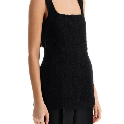 Toteme black boucle top without sleeves square neck