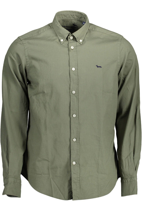 Green Cotton Men Shirt