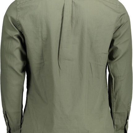 Green Cotton Men Shirt