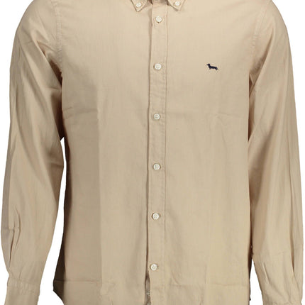 Beige Cotton Men Shirt