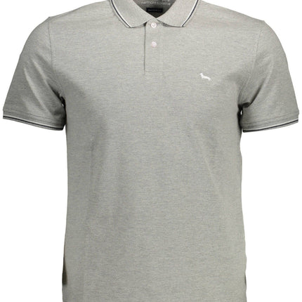 Gray Cotton Men Polo Shirt