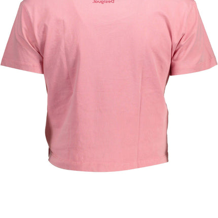 Chique roze verfraaid katoenen T -shirt