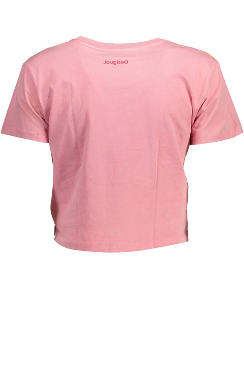 Chique roze verfraaid katoenen T -shirt