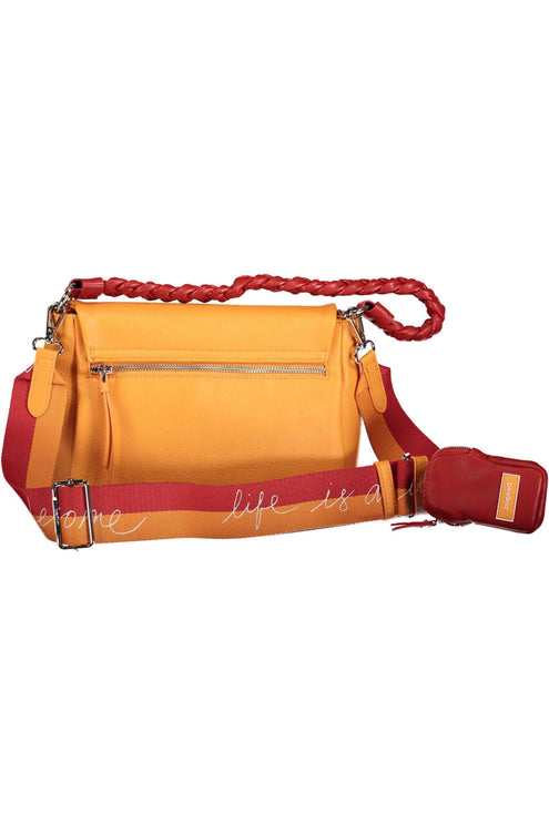 Elegante bolso bandolera naranja con detalles en contraste