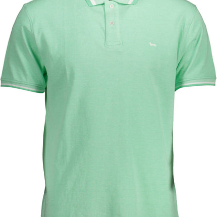 Green Cotton Men Polo Shirt