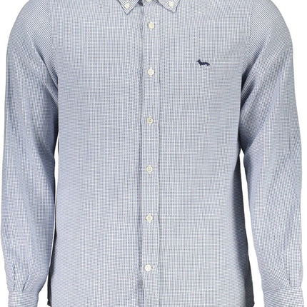 Elegante camisa de algodón azul claro para hombres