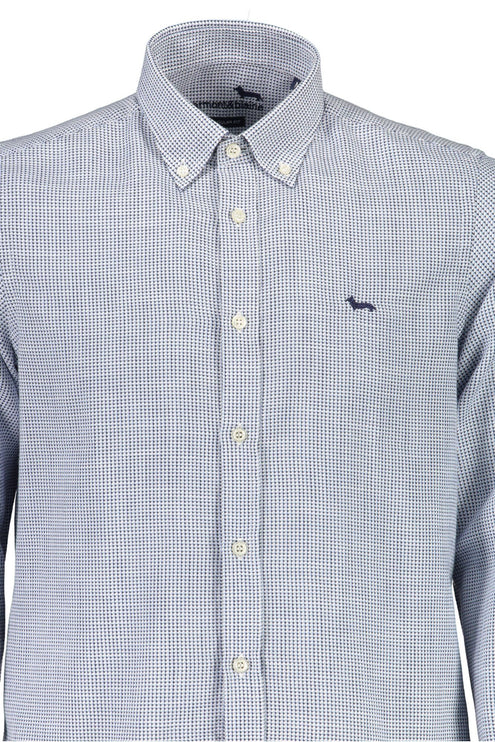 Elegante camisa de algodón azul claro para hombres