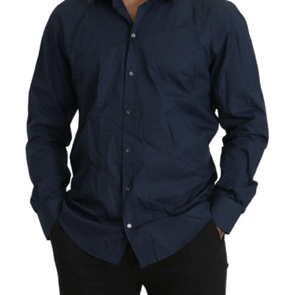 Elegant Slim Fit Blue Martini Dress Shirt