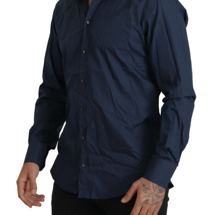 Elegant Slim Fit Blue Martini Dress Shirt