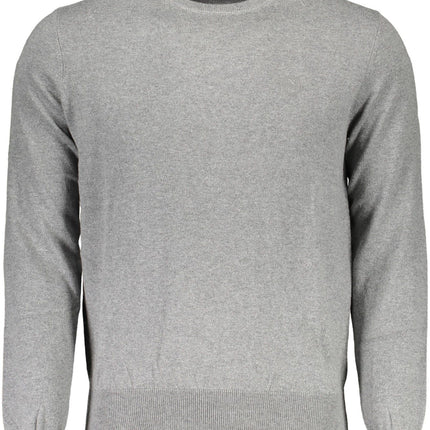 Pull en tricot gris conscient de l'éco-conscience avec détail du logo