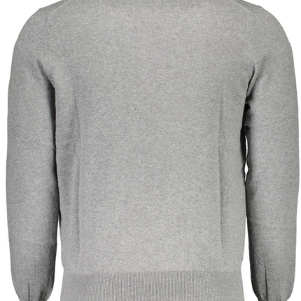 Pull en tricot gris conscient de l'éco-conscience avec détail du logo