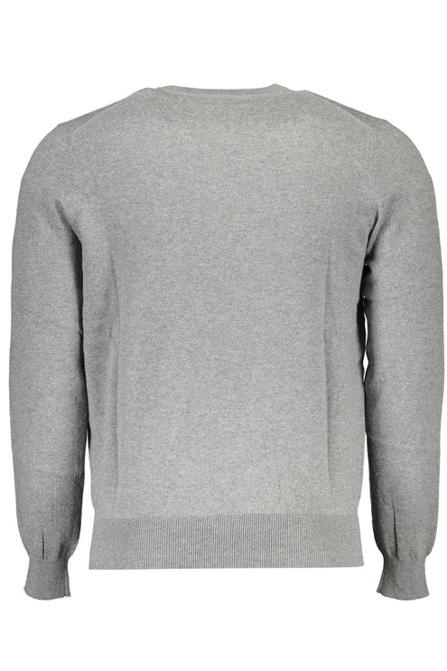 Pull en tricot gris conscient de l'éco-conscience avec détail du logo