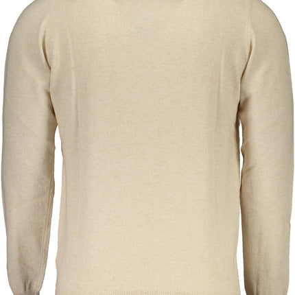 Beige geborduurde Crewneck -trui