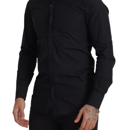 Elegant Slim Fit zwart katoenen overhemd shirt