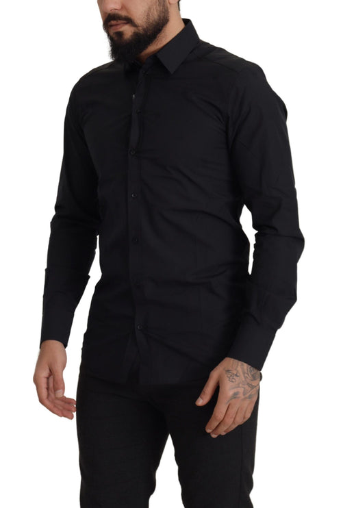 Elegant Slim Fit zwart katoenen overhemd shirt