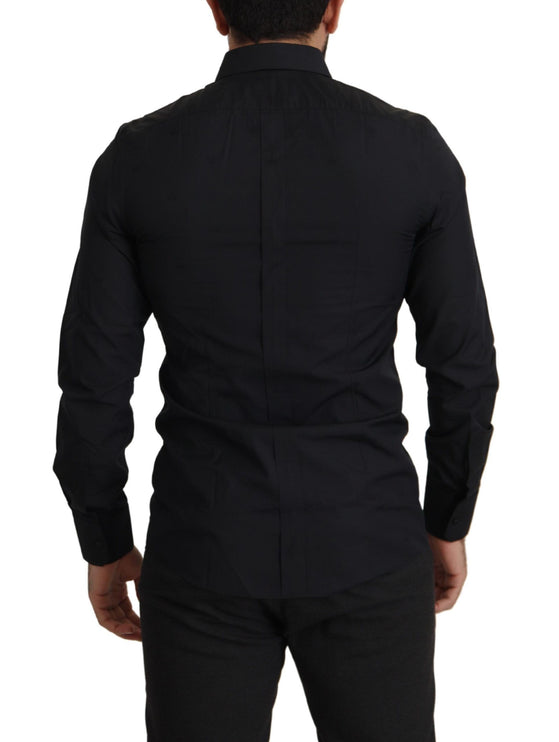 Elegant Slim Fit zwart katoenen overhemd shirt