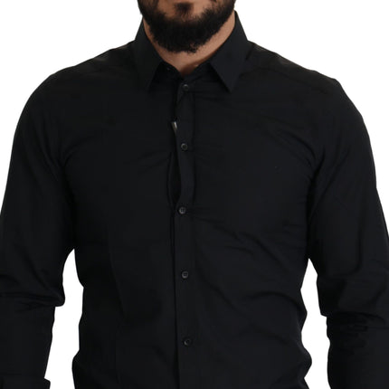 Elegant Slim Fit zwart katoenen overhemd shirt