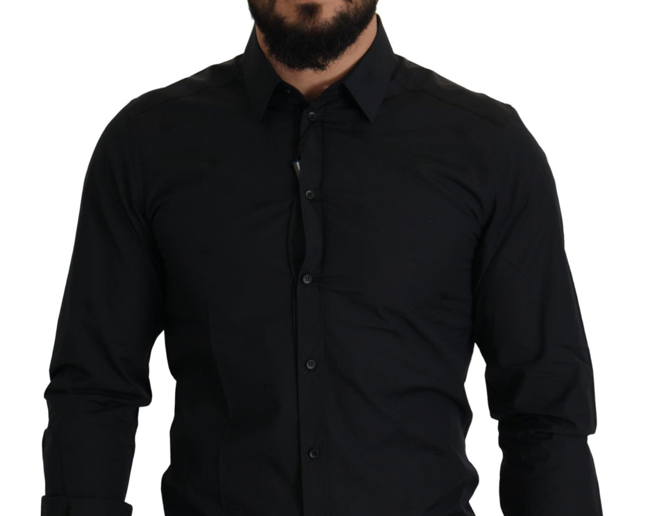 Elegant Slim Fit zwart katoenen overhemd shirt