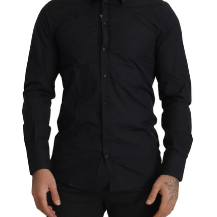 Elegant Slim Fit zwart katoenen overhemd shirt