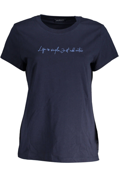 Chic Blue Organic Cotton Tee met kenmerkende borduurwerk