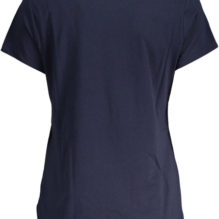 Chic Blue Organic Cotton Tee met kenmerkende borduurwerk