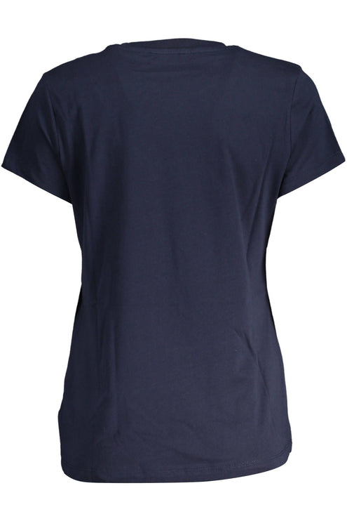 Chic Blue Organic Cotton Tee met kenmerkende borduurwerk