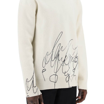 Oamc scribble print wool cotta pullover