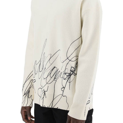 Oamc scribble print wool cotta pullover