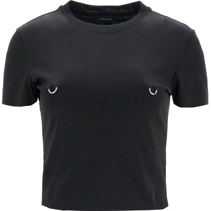 Mugler cropped t-shirt with piercing