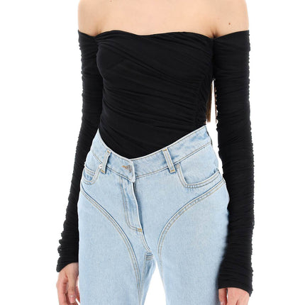 Mugler off-shoulder mesh body