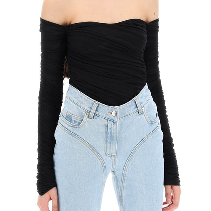 Mugler off-shoulder mesh body