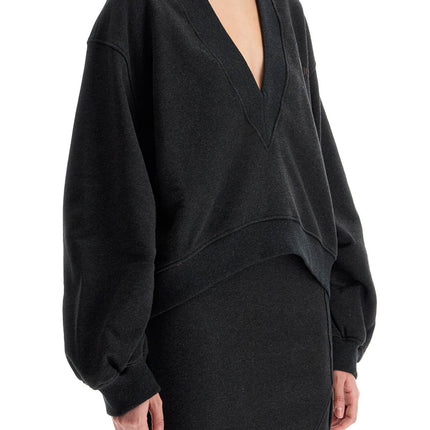 The Attico oversized sweatshirt with deep v-neck in gradient black