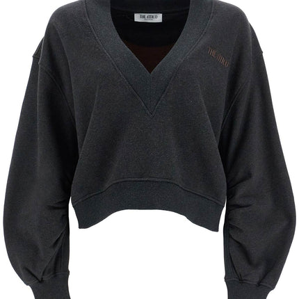 The Attico oversized sweatshirt with deep v-neck in gradient black