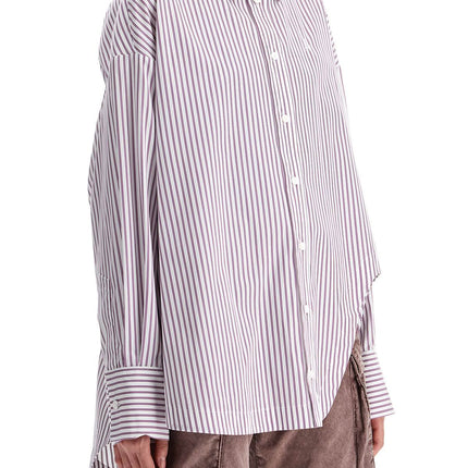 The Attico white and purple striped oversized shirt