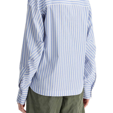 The Attico blue and white striped oversized cotton shirt