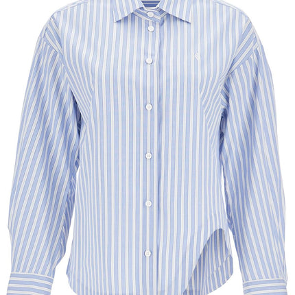 The Attico blue and white striped oversized cotton shirt