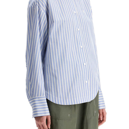 The Attico blue and white striped oversized cotton shirt