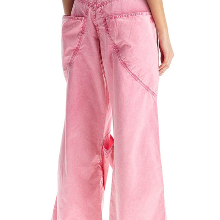 The Attico high-waisted loose fit pink palazzo pants in cotton