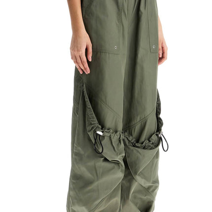 The Attico wide leg high-waisted pants with adjustable elastic in military green