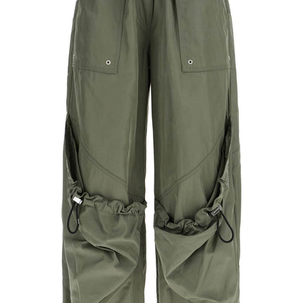 The Attico wide leg high-waisted pants with adjustable elastic in military green