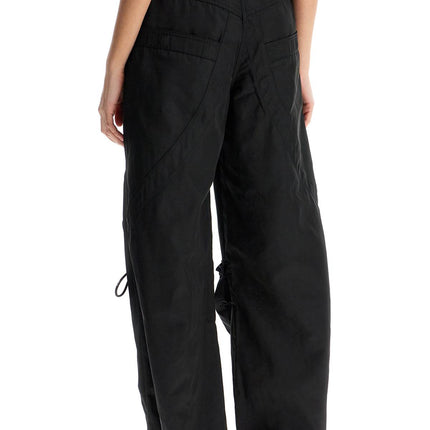 The Attico high-waisted black elasticated loose fit trousers with pockets