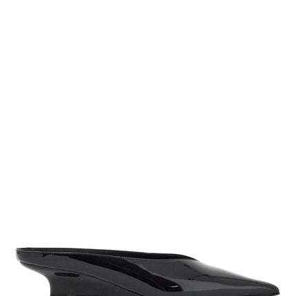 Toteme black patent leather wedge mules with pointed toe