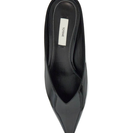 Toteme black patent leather wedge mules with pointed toe